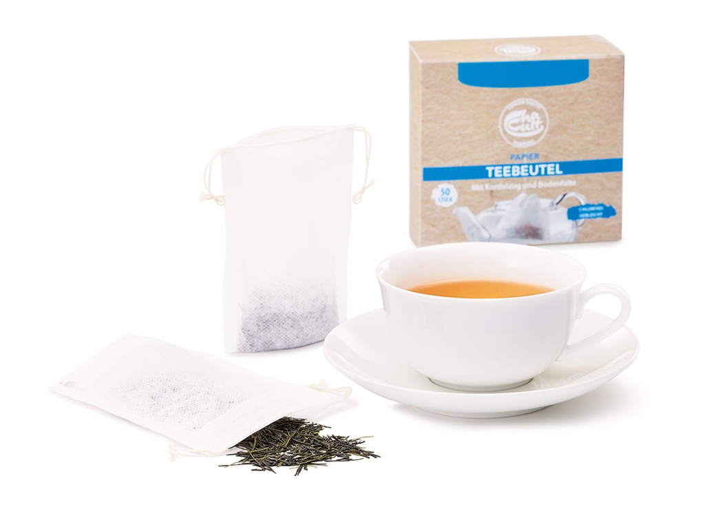 Theezakje filterpapier vulbaar met trekkoord (50 stuks)